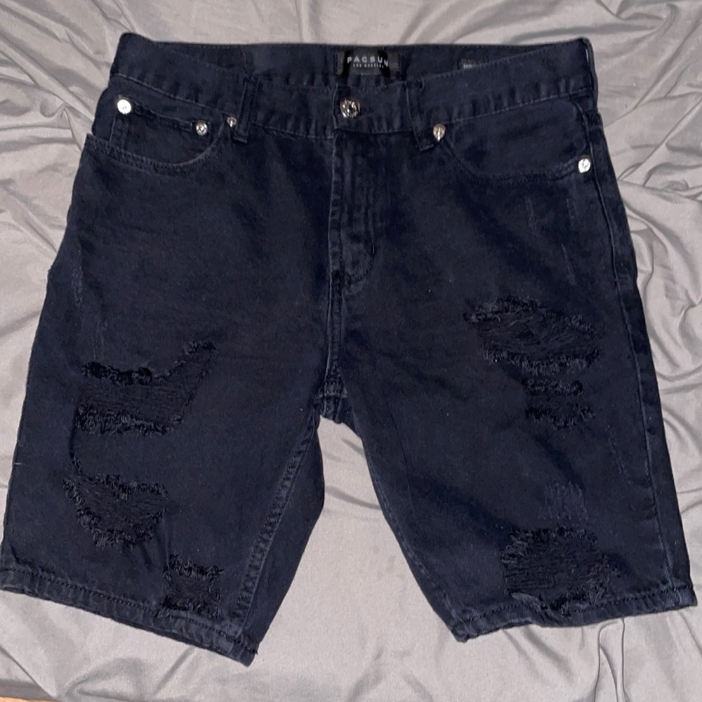 All Black ripped shorts from pacsun skinny, size 32